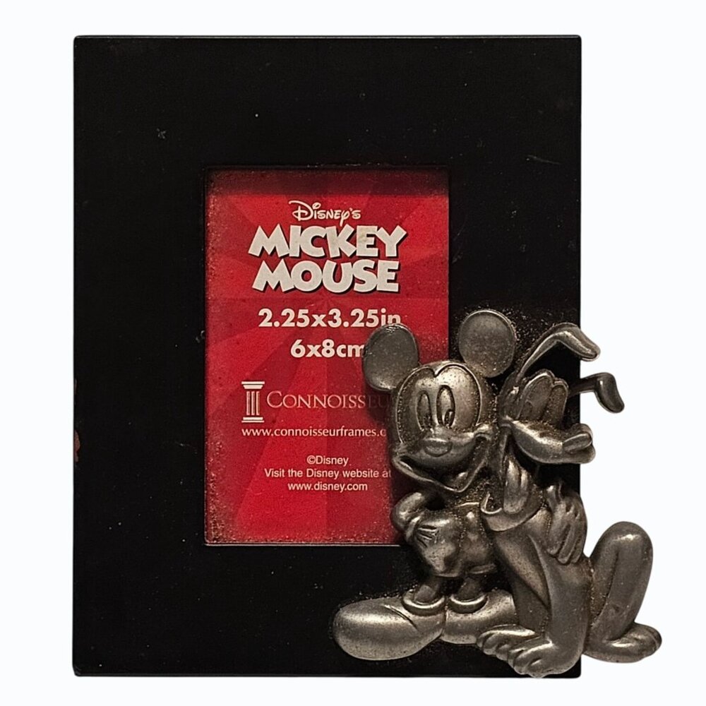 Vtg Disney Connoisseur 3D Silver Tone Mickey & Pluto 2.2 x 3.5  Picture Photo Fr